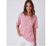 Damart - Tee-shirt maille plissée esprit volants - Rose Fleuri 46/48