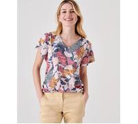 Damart - Tee-shirt manches papillon - Marine Feuillage 38/40