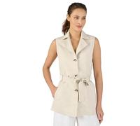 Damart - Veste-saharienne Mélange Lin Sans Manches, Femme, Col Tailleur, Beige Chiné, 52