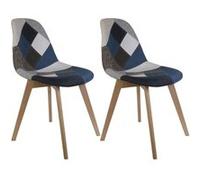 DAMAS - Lot de 2 Chaises Patchwork Bleu et Gris - Altobuy Bleu G