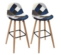 AltoBuy Damas - Lot de 2 Tabourets Patchwork Bleu et Gris