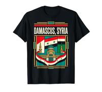 Damas Syrie Drapeau Skyline Voyage Art T-Shirt