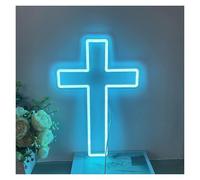 d'Ambiance Apaisante Lampe Panneaux Néon LED En Forme Croix Alimentés Par USB Décoration Murale Pour La Maison, Luminosité Réglable Lumières Néon En Forme Croix Chrétienne Pour Église(B,25cmx34cm)