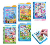 Damcyer Livre Magique à L'eau Réutilisable, Livre de Dessin Magique de L'eau avec 5 Stylo Magique, Magic Water Book, Livre de Coloriage a l’eau pour 3 4 5 6 7 âge Garçons Filles, Thème Marin