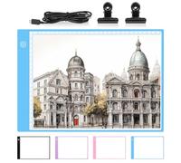 Damcyer Tablette Lumineuse A4,Table Lumineuse Dessin Portable de Ultra-Mince,Light Pad avec 3 Niveaux Luminosité Réglable à Câble USB,Tablette Lumineuse pour Rayons X,Esquisse,Dessin,Bleu
