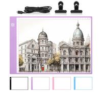 Damcyer Tablette Lumineuse A4,Table Lumineuse Dessin Portable de Ultra-Mince,Light Pad avec 3 Niveaux Luminosité Réglable à Câble USB,Tablette Lumineuse pour Rayons X,Esquisse,Dessin,Violet