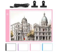 Damcyer Tablette Lumineuse A4,Table Lumineuse Dessin Portable de Ultra-Mince,Light Pad avec 3 Niveaux Luminosité Réglable à Câble USB,Tablette Lumineuse pour Rayons X,Esquisse,Dessin,Rose