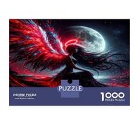 Dame ailée Rouge sous Lune 1000 Pièces Puzzle Premium Grâce céleste flamboyante Puzzle Adultes Carton Extra-épais - Anti-Stress Voyage, Noël Cadeau 12+, pour Adultes Et Enfants 52x38cm/1000pcs