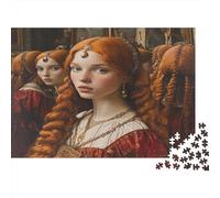 Dame au Miroir Cadeau Unique Décoration Intérieure Personnages Roux dans l'Angleterre médiévale Jeu Éducatif Challenge Toy Adultes & Enfants des 14 Ans 1000pcs (75x50cm)