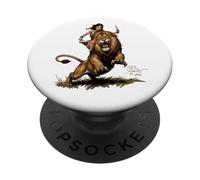 Dame avec Animal de Compagnie Lion PopSockets PopGrip Adhésif