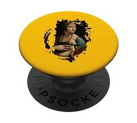 Dame avec Un Hermine Grunge PopSockets PopGrip Adhésif