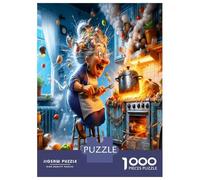 Dame dans Chaos de Cuisine 1000 Pièces Puzzle Premium Frénésie culinaire Puzzle Classique Carton Épais - Ultra Dur, Anti-Stress Détente, Idéal pour Les Loisirs Indoor Amusants 38x26cm/1000pcs