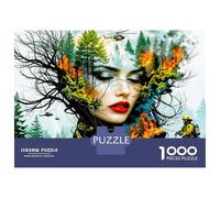 Dame des feux de forêt 1000 Pièces Puzzle Premium Fusion surréaliste avec la nature Puzzle Classique Carton Haut De Gamme - Anti-stress, Déco Murale, Cadeau Parfait Pour Femmes, Hommes 38x26cm/1000pcs