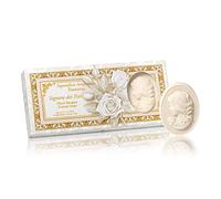 Dame des fleurs, savons ovales sculptés avec camée, parfum rafraîchissant de floral, Savon de Fiorentino italienne, 3 x 125 gr
