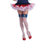 Dame En La Marine Costume De Filet Nautique Avec Bas Hauts Thighs Taille Unique