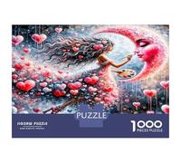 Dame Lune Cœur 1000 Pièces Puzzle Adultes Fantaisie Amoureuse céleste Puzzle Classique Carton Recyclé - Hit des Familles, Activité De Fête, Cadeau Anniversaire Et Loisirs Indoor 52x38cm/1000pcs