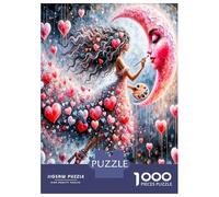 Dame Lune Cœur 1000 Pièces Puzzle Premium Fantaisie Amoureuse céleste Puzzle Adultes Carton Épais - Ados 12-18 Ans, Entraînement Logique, Super Cadeau pour Les Fans De Puzzles 52x38cm/1000pcs