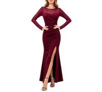 Dame Manches Longues Invitée Mariage Maxirobes Élégant Mesh Bras Longs Fente Tenues Soirée Invités Noces Habit Fête Ajustée Vêtement Manches Longues Robe Hiver