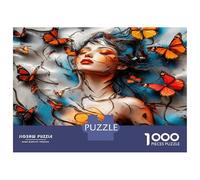 Dame Papillon Fleur 1000 Pièces Coffret Puzzle Grâce Florale Papillon Puzzle Classique Voitureton Solide - Ultra Dur pour Couples, Top Noté, Activité Parfaite À La Maison 38x26cm/1000pcs
