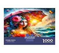 Dame, Parapluie, Fleur 1000 Pièces Puzzle Fusion éthérée avec la Nature Puzzle Premium Carton Extra-épais - Collectionneurs’ Favorite, Détente, Pause Bureau Voyage Et Fêtes 38x26cm/1000pcs