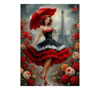 Dame Paris Fleurs 1000 Pièces Mini Puzzle pour Adultes | 52x38cm Carton, Décor de chambre, Coupe précise, Cadeau anniversaire, Détente mentale