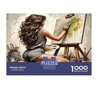 Dame peignant sur Toile 1000 Pièces Coffret Puzzle Création Artistique Puzzle Classique Carton Recyclé - Défi Éducatif, Jeu À La Maison, Super Idée Cadeau pour Les Fans 38x26cm/1000pcs