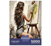 Dame peignant sur Toile 1000 Pièces Puzzle Création Artistique Puzzle Premium Carton Extra-épais - Collectionneurs’ Favorite, Détente, Pause Bureau Voyage Et Fêtes 52x38cm/1000pcs