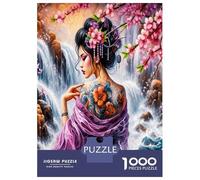 Dame tatouée près de Cascade 1000 Pièces Puzzle Beauté Sauvage Puzzle Premium Carton Solide - DIY Familial Amusant, Belle Déco, Cadeau D’Anniversaire Parfait pour Les Enfants 70x50cm/1000pcs