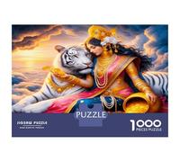 Dame Tigre Or 1000 Pièces Pack Puzzle Lien Royal avec Les bêtes Puzzle Carton Extra-épais - Collectionneurs’ Favorite, Détente, Pause Bureau Voyage Et Fêtes 70x50cm/1000pcs