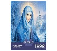 Dame voile bleu neige 1000 Pièces Coffret Puzzle Élégance hivernale gracieuse Puzzle Premium Carton Solide - DIY Familial Trop Amusant, Belle Déco, Cadeau D’anniversaire Pour Adultes E 38x26cm/1000pcs