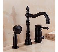 DameCo Ensemble de robinets de Baignoire et de Douche, mitigeur de Bain rétro Noir à 3 Trous avec douchette à Main, Robinet de Baignoire Rotatif à 360 degrés pour Salle de Bains Interesting