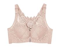 Damen-BH mit Spitzenrand Schnalle Auf der Vorderseite, Ohne Stahlringbewegung, nahtlose Raffung, Anpassung, Yoga, Schlaf, großer BH Tank Top (40/90C)