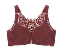 Damen-BH mit Spitzenrand Schnalle Auf der Vorderseite, Ohne Stahlringbewegung, nahtlose Raffung, Anpassung, Yoga, Schlaf, großer BH Tank Top (Brick Red, 40/90E)