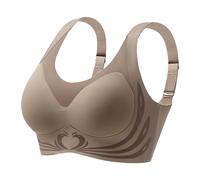 Damen-BH mit Spitzenrand und Schnalle Auf der Vorderseite, Ohne Stahlring, Bewegung, nahtlose Raffung, Anpassung, Yoga, Schlaf, großer BH Unterwäsche (Coffee, XXXL)