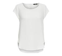 Damen Bluse uni Kurzarm Rundhals Shirt Top Mode Sommer TOPVIB, Couleurs:Blanc, Taille:36