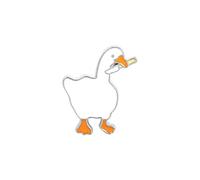 Damen Brosche Untitled Goose Game Big Goose Brooch Cartoon Niedliche Emaille-Weiß-Gans-Brosche Schalclip (C, One Size)