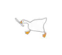Damen Brosche Untitled Goose Game Big Goose Brooch Cartoon Niedliche Emaille-Weiß-Gans-Brosche Schalclip (E, One Size)