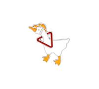 Damen Brosche Untitled Goose Game Big Goose Brooch Cartoon Niedliche Emaille-Weiß-Gans-Brosche Schalclip (D, One Size)