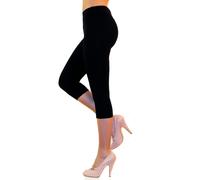 Femmes 3/4 Capri Legging Coton Haute Couleur Sans Ou Avec Poches Pantalon Court