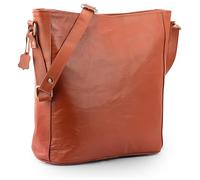 Damen Echtes Leder Schulter Umhängetasche Handtasche Frauen groß Braun, 30 cms