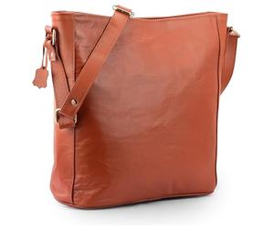Damen Echtes Leder Schulter Umhängetasche Handtasche Frauen groß Braun, 30 cms