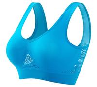 Damen-Sport-BH, gepolstert, nahtlos, kabellos, atmungsaktiv, Yoga-BH, bequemer Schlaf-BH, Workout, Laufen Bustier & (Sky Blue, XXXXL)