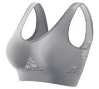 Damen-Sport-BH, gepolstert, nahtlos, kabellos, atmungsaktiv, Yoga-BH, bequemer Schlaf-BH, Workout, Laufen Bustier & (Grey, XXXXXL)