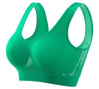 Damen-Sport-BH, gepolstert, nahtlos, kabellos, atmungsaktiv, Yoga-BH, bequemer Schlaf-BH, Workout, Laufen Bustier & (Green, XXXXXL)