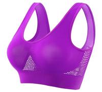 Damen-Sport-BH, gepolstert, nahtlos, kabellos, atmungsaktiv, Yoga-BH, bequemer Schlaf-BH, Workout, Laufen Bustier & (Purple, S)