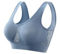 Damen-Sport-BH, gepolstert, nahtlos, kabellos, atmungsaktiv, Yoga-BH, bequemer Schlaf-BH, Workout, Laufen Bustier & (Blue, XXXXXL)