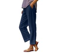 Damen Weite Sommerhose, Lockerer Schnitt, Elastischer Bund, Luftiges Bein, Polyester, für Alltag, Reise und Strand, für Sommer, Urlaub, Alltag und entspannte Freizeitlooks, bleu marine, S