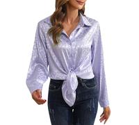 Damenmode Lässiges Hemd mit Leopardenmuster und Farbverlauf, Lila, M