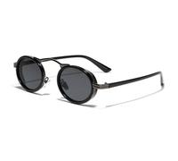 Damenmode Ovale Sonnenbrille Vintage Metallrahmen Shades Eyewear UV400-Schutz Sonnenbrillen 2026, noir, Taille unique