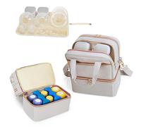 Damero Sac à Double Compartiment pour Tire-lait, Étui Portable pour la Plupart des Tre-laits Mains Libres, Organisateur Isotherme avec Tapis Imperméable pour les Mères qui Travaillent(SAC SEULEMENT)